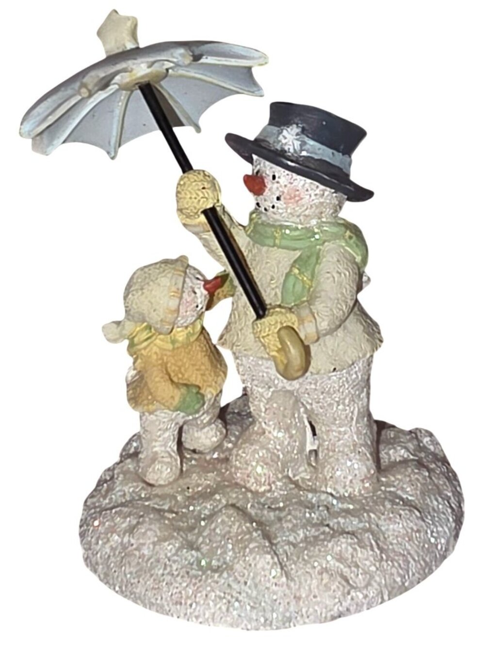 Russ Berrie Ice Sculptures Winter Magic #21367 Figurine Snowman Child Umbrella